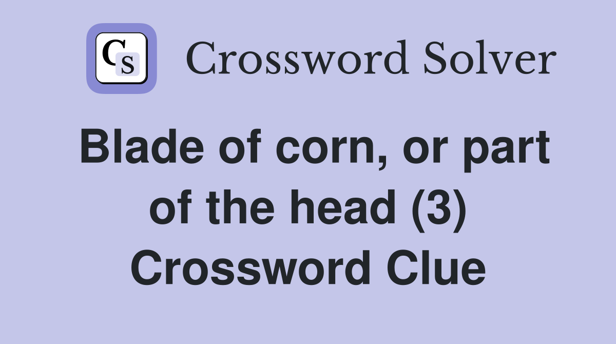 Blade of corn, or part of the head (3) Crossword Clue Answers Crossword Solver